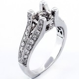 .61 cts two rows of diamonds, Engagment Ring Setting , 18k White gold 
